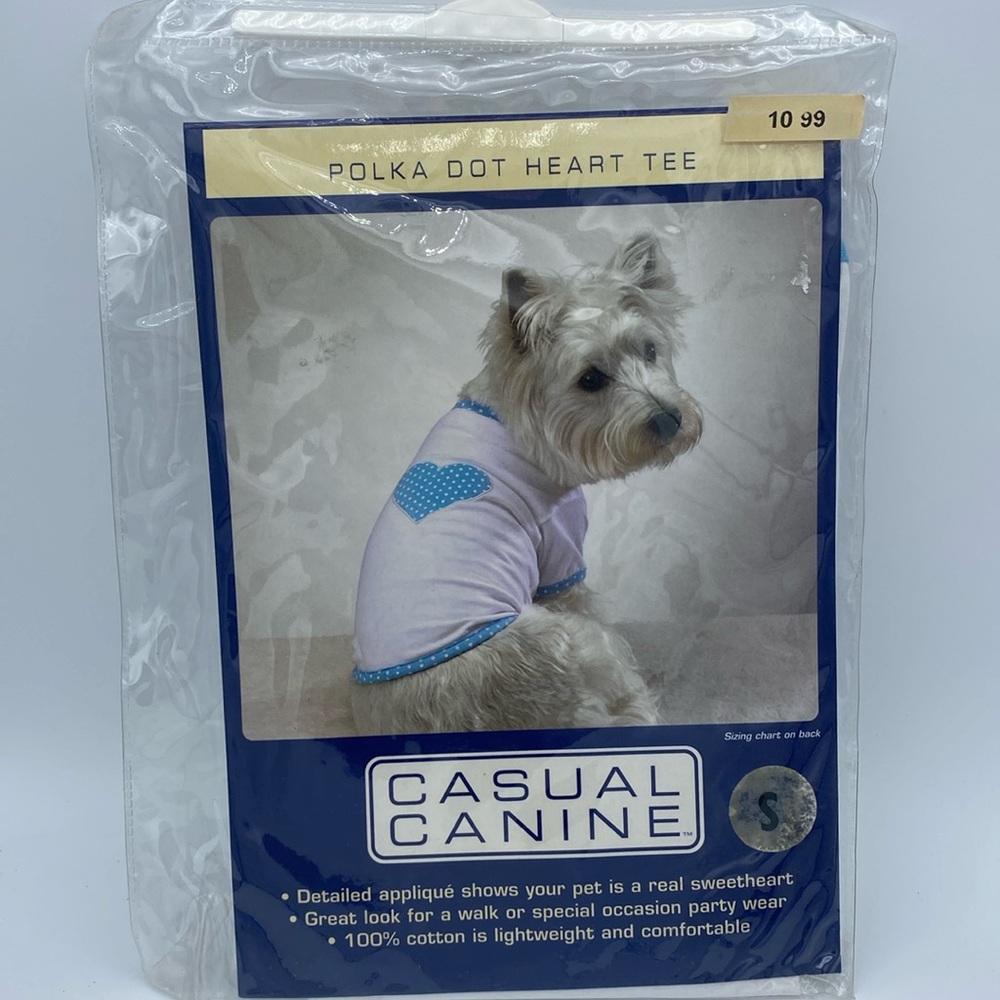 Casual Caninie polka dot heart tee shirt dog clothes sz S new